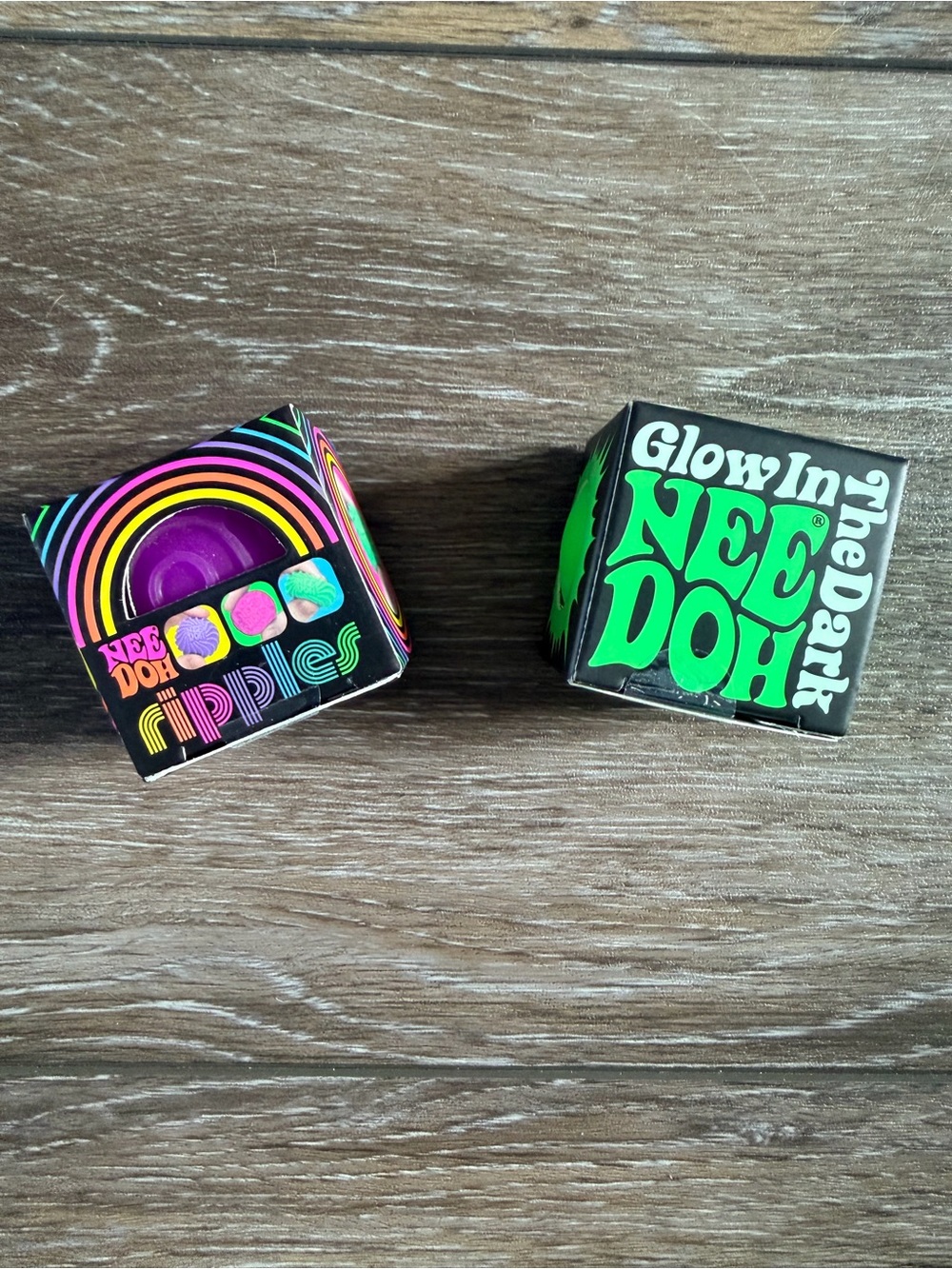 Ripple & Glow In The Dark NeeDoh Stress Balls - Neon Purple & Green